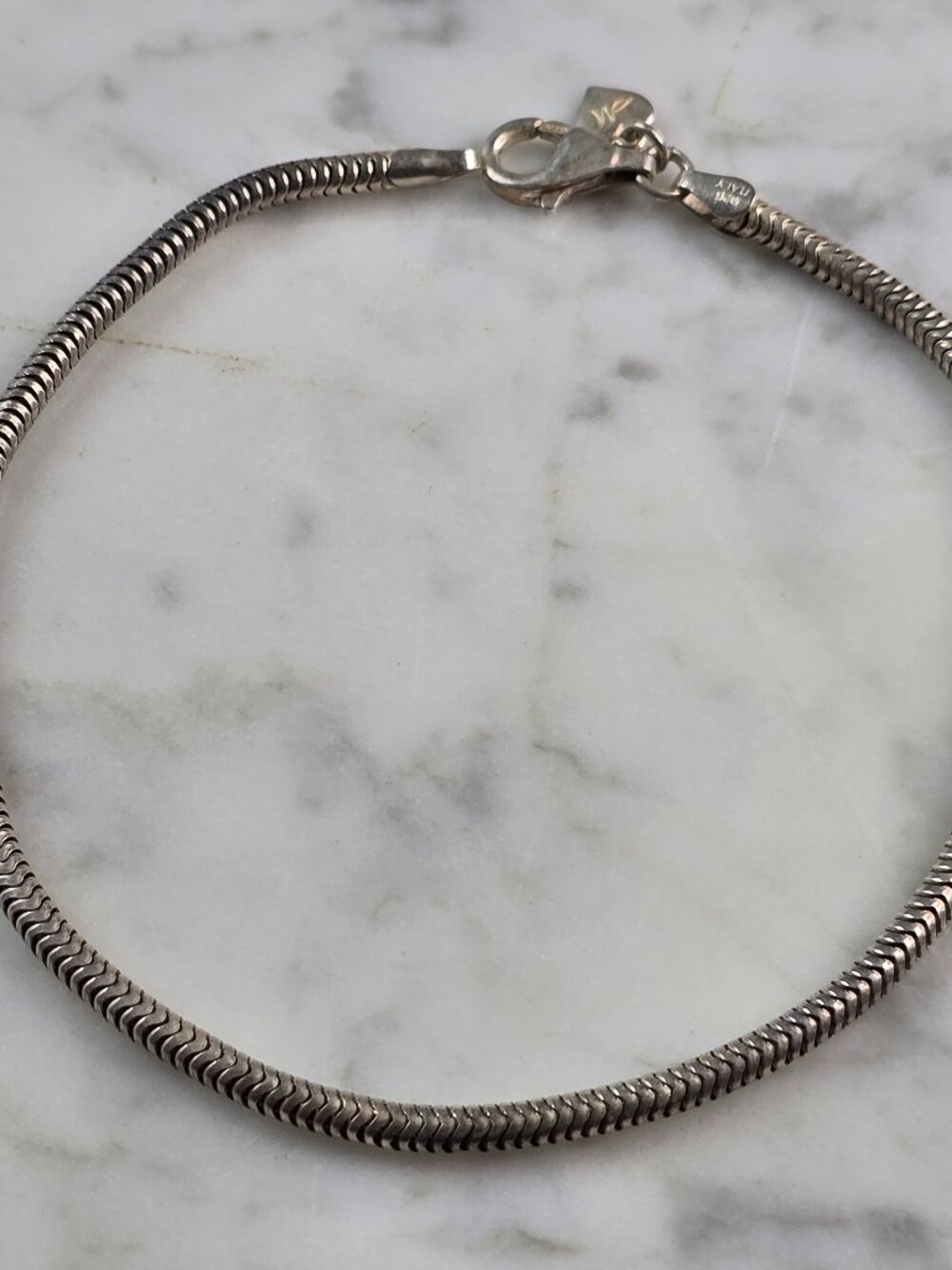 Womens Vintage Estate Sterling Silver Modernist Charm Anklet Bracelet 8.3g E1948